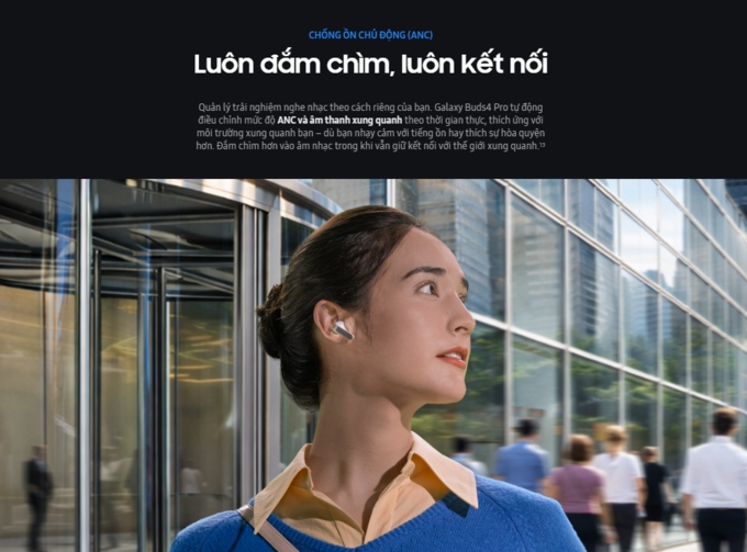 chống ồn anc tr&ecirc;n Galaxy Buds4 Pro